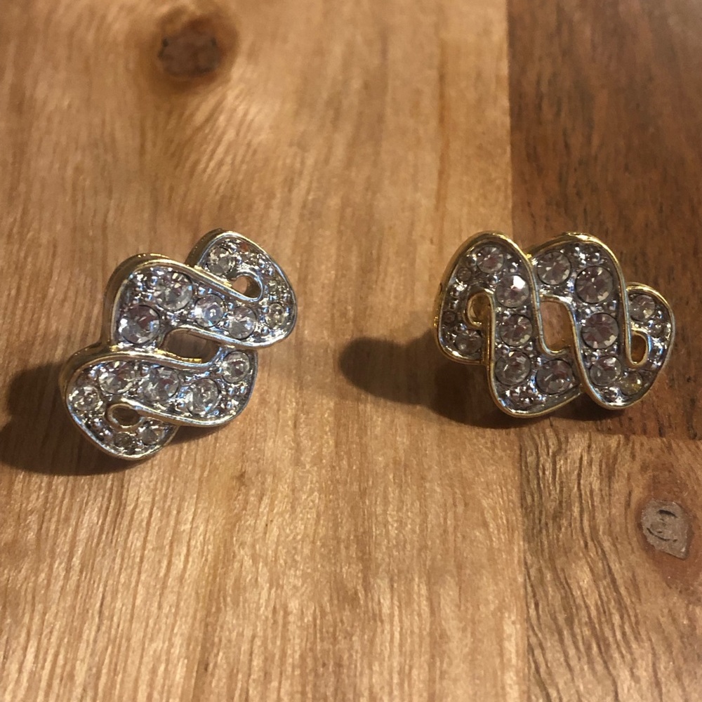 Vintage Gold and Rhinestone Earrings